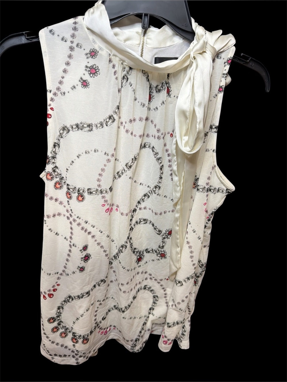 Worthington sleeveless high-neck tie blouse